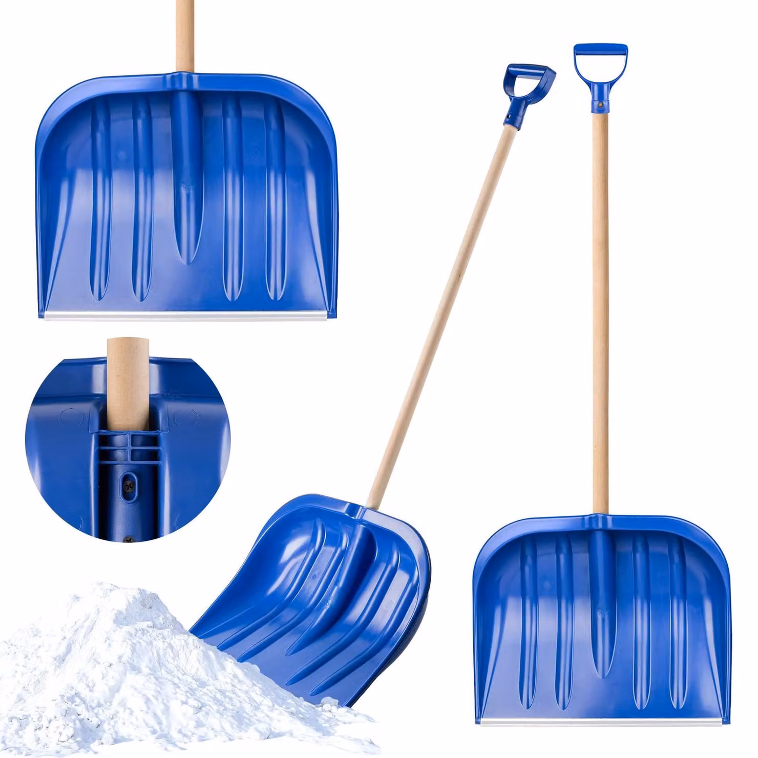 Pala da neve in plastica - Impugnatura ergonomica - 49 cm - Nero