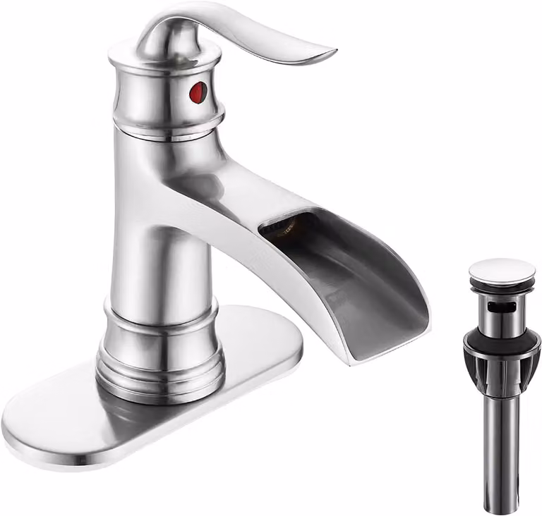 Miscelatore per lavabo a cascata, monocomando, con bocchetta di 31 cm, ideale per il bagno