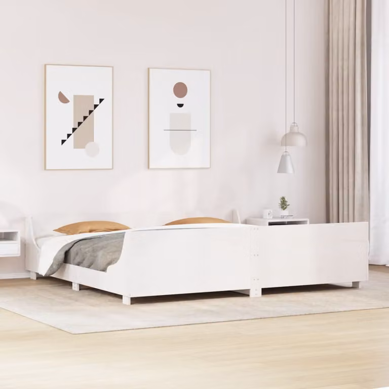 Letto senza materasso vidaXL in legno massello di pino bianco L: 180 cm, P: 200 cm