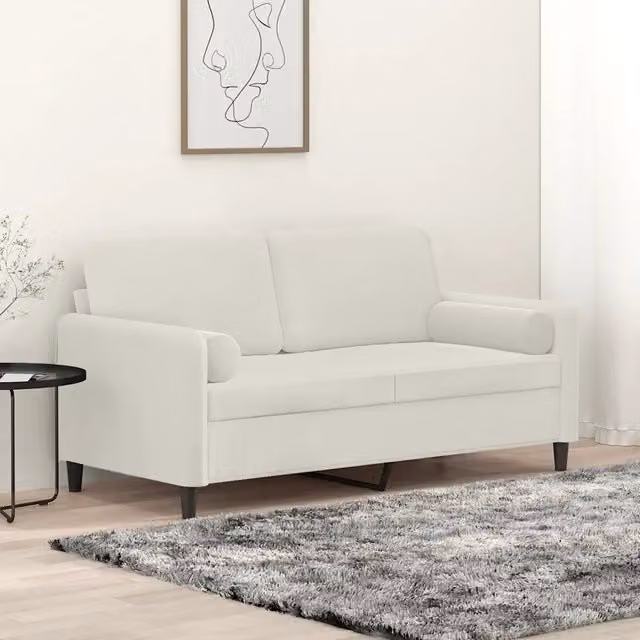 Divano a 2 posti moderno vidaXL in velluto beige con cuscini inclusi e coperture rimovibili