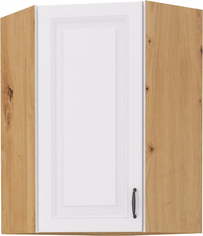 Armadietto alto ad angolo SOPHIA - 60x60 cm, bianco / rovere artisan