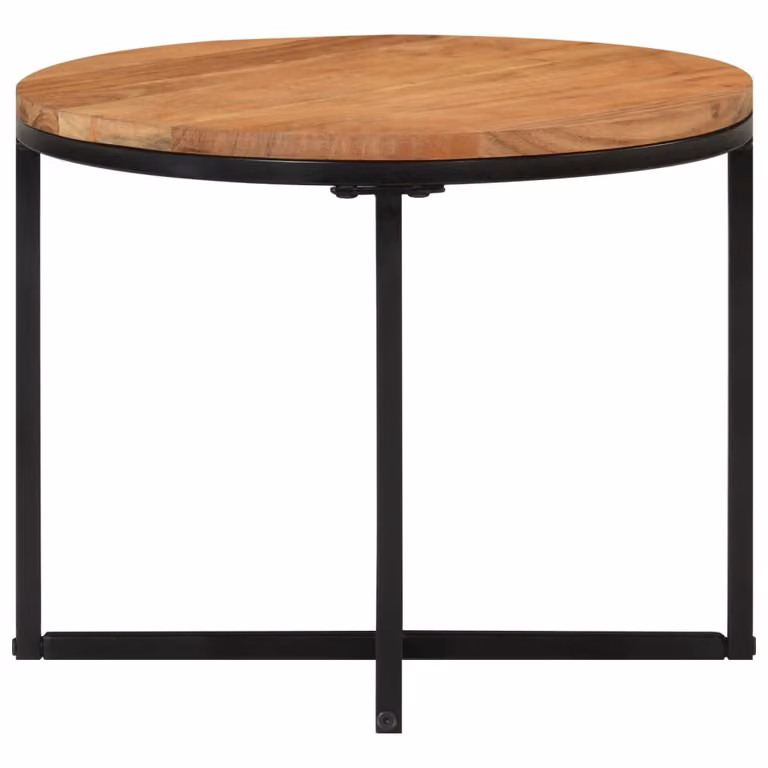 Tavolino Salotto 45x45x35cm in Legno Massello di Acacia e Ferro