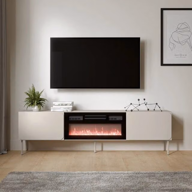 Vermezzo, Mobile Porta tv un Ripiano, 200x42x57h cm Beige