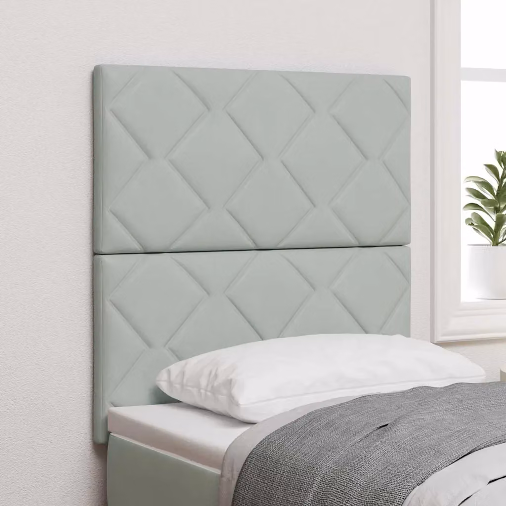 Testiera per letto con illuminazione LED vidaXL in velluto grigio chiaro, larghezza: 80 cm