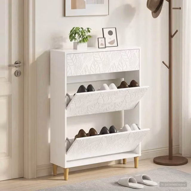 Mobile porta scarpe moderno vidaXL bianco lucido L/P/H: 78 x 24 x 103 cm