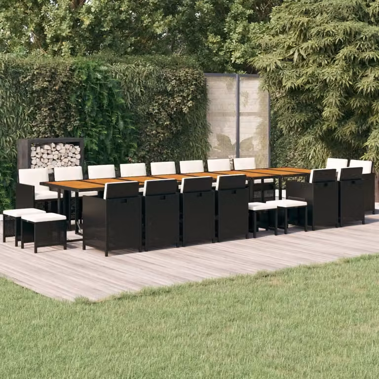 Maison Exclusive - Set da pranzo da giardino da 21 pezzi con cuscini, in rattan sintetico nero