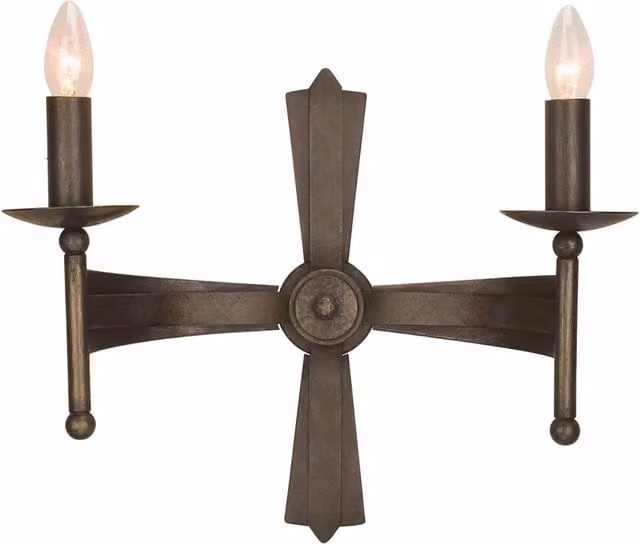 Applique Industrial Nordico Cromwell Metallo Bronzo Antico 2 Luci E14
