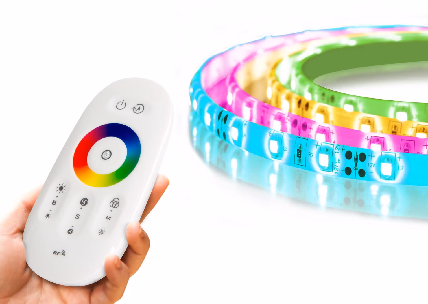 GLOBIZ - Striscia LED RGB - "MagicControl" - 5 metri - Oltre 100 programmi - Controllo touch - Grado di protezione IP65