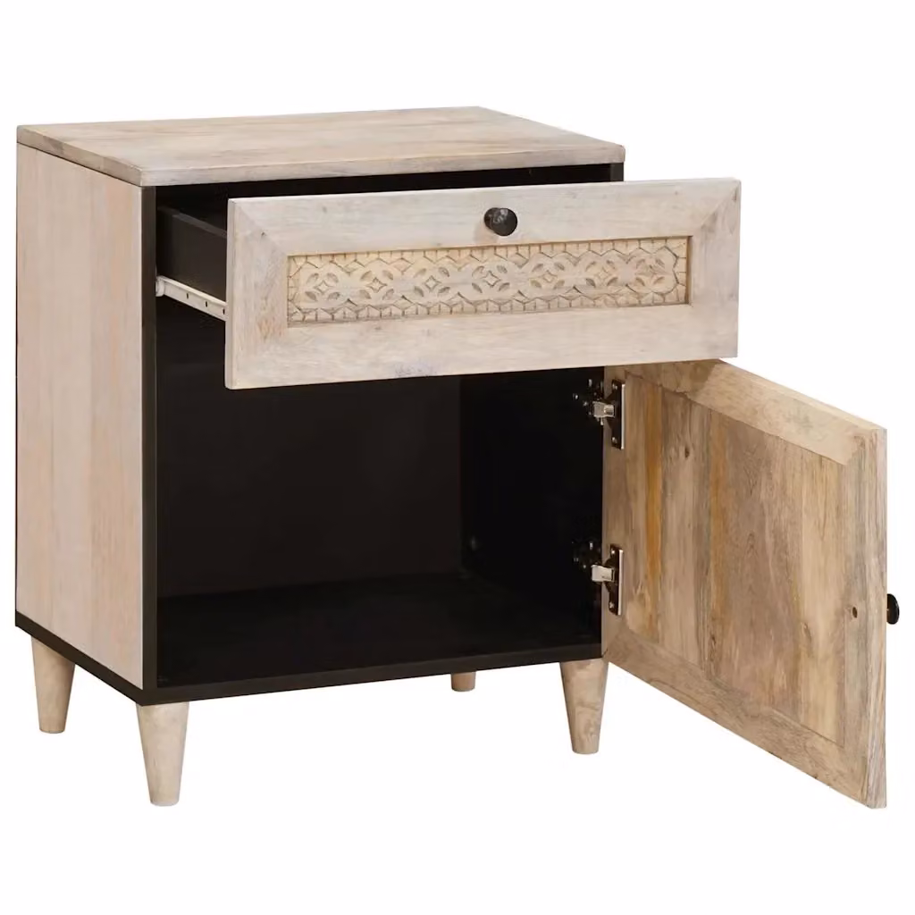 Armadio da notte vidaXL in legno bianco L/P/H: 50 x 33 x 60 cm – 2