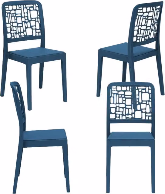 Set 4 sedie in polipropilene MEDEA, 100% MADE IN ITALY, impilabile, idrorepellente, resistenza raggi UV, design moderno per sala da pranzo, cucina, sala d’attesa, bar, ristoranti, giardino, colore Petrolio