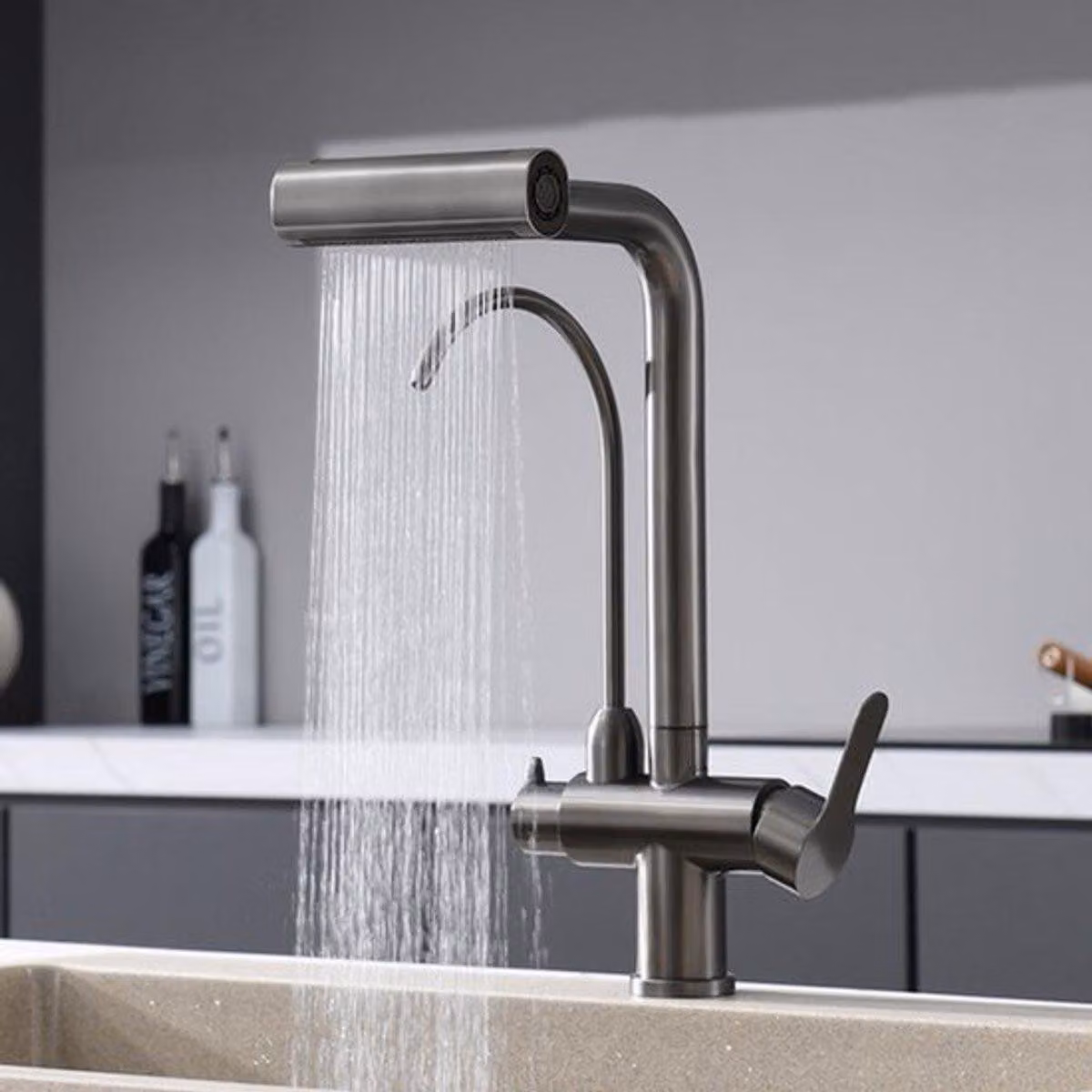 Rubinetto da cucina, diverse finiture - Multifunzione, 4 modalità - Rotazione a 360° - Con erogatore a spruzzo