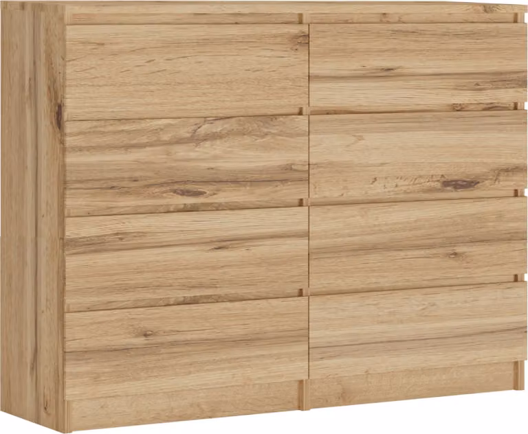 Cassettiera 8 cassetti, colore: rovere Wotan, 120 x 101 x 39 cm