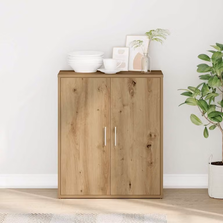 Credenza moderna vidaXL in legno Rovere e MDF, colore marrone, L: 60 cm, P: 31 cm, H: 70 cm