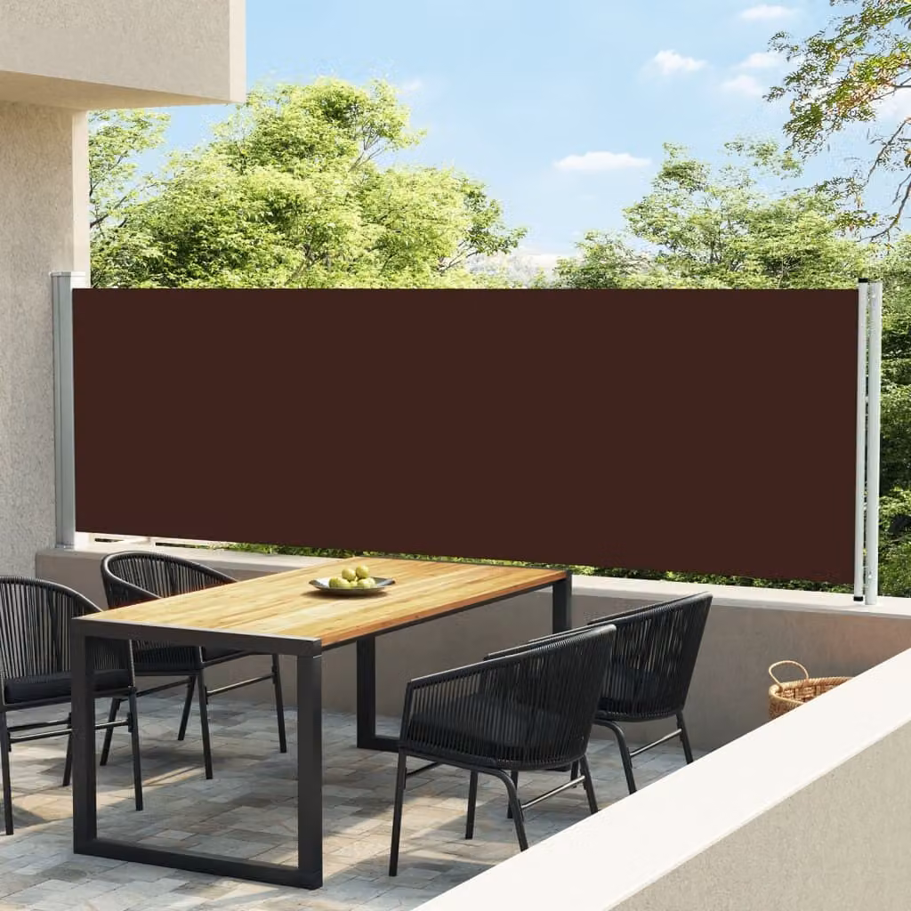 The Living Store Tenda laterale estensibile 140x600 cm Marrone