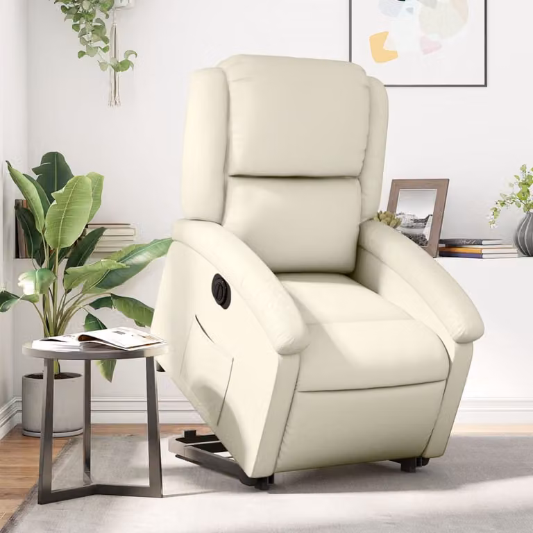 Poltrona Alzapersona Reclinabile vidaXL in Similpelle Beige con Assistenza Elettrica per Senior
