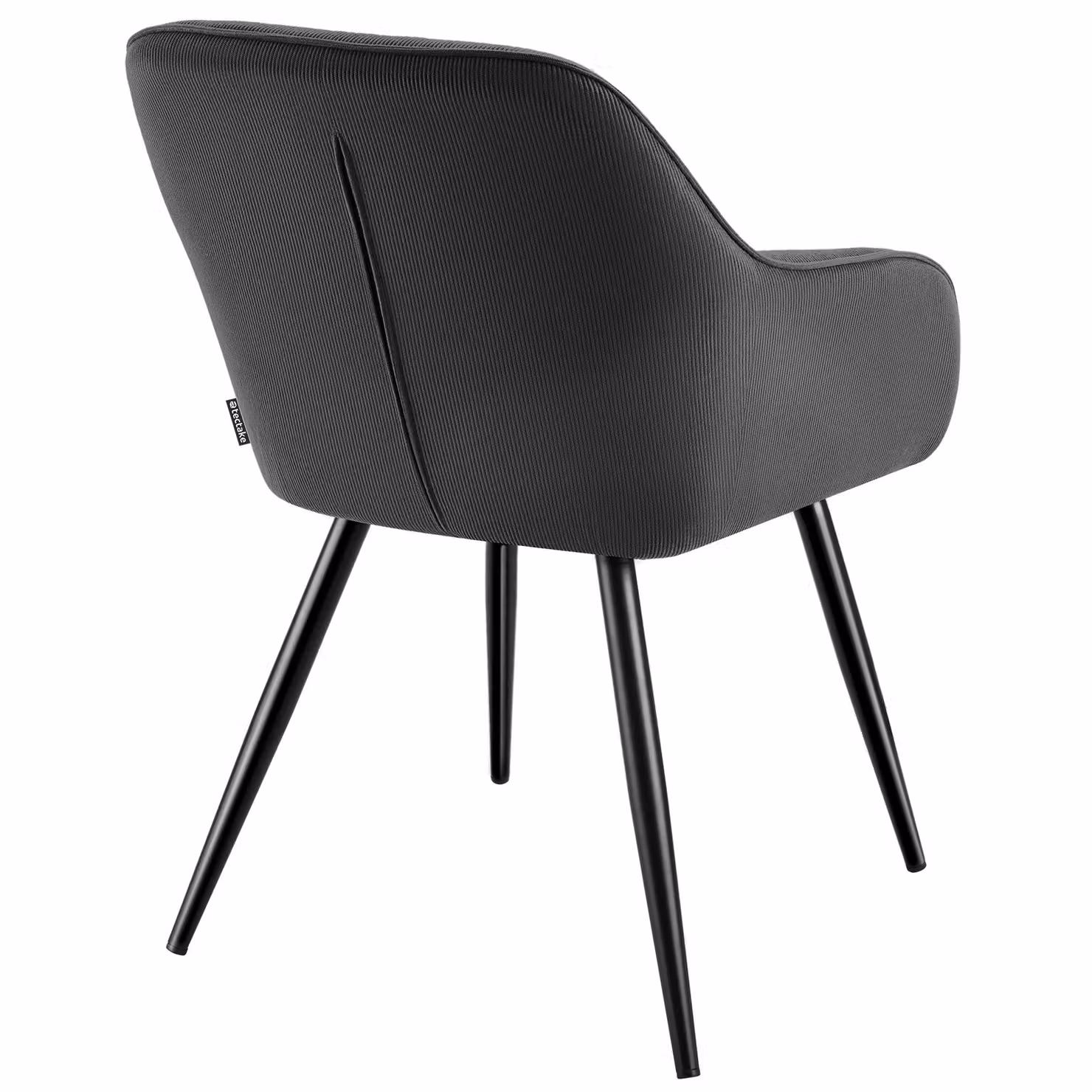 Sedia Marilyn TecTake GmbH in velluto a coste imbottita con braccioli, colore antracite e nero, ideale per sala da pranzo e cucina – 2
