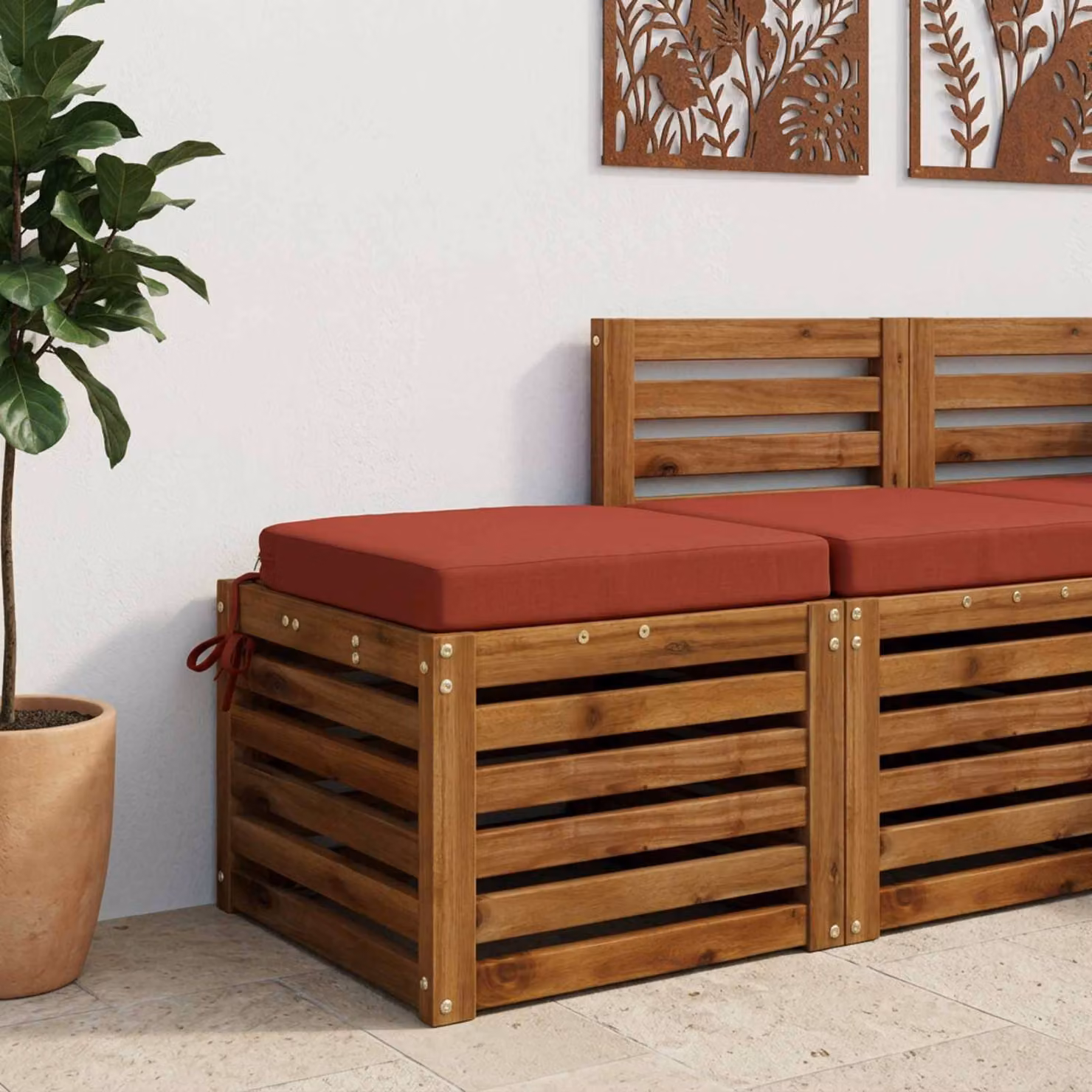 Cuscino per sedile vidaXL SOEST in poliestere rosso con rivestimento rimovibile e lavabile