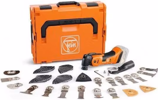 FEIN MultiMaster AMM 700 Max Top AS Utensile Multifunzione Oscillante 18 V con Batteria agli Ioni di Litio e Accessori in L-BOXX Nero e Arancione