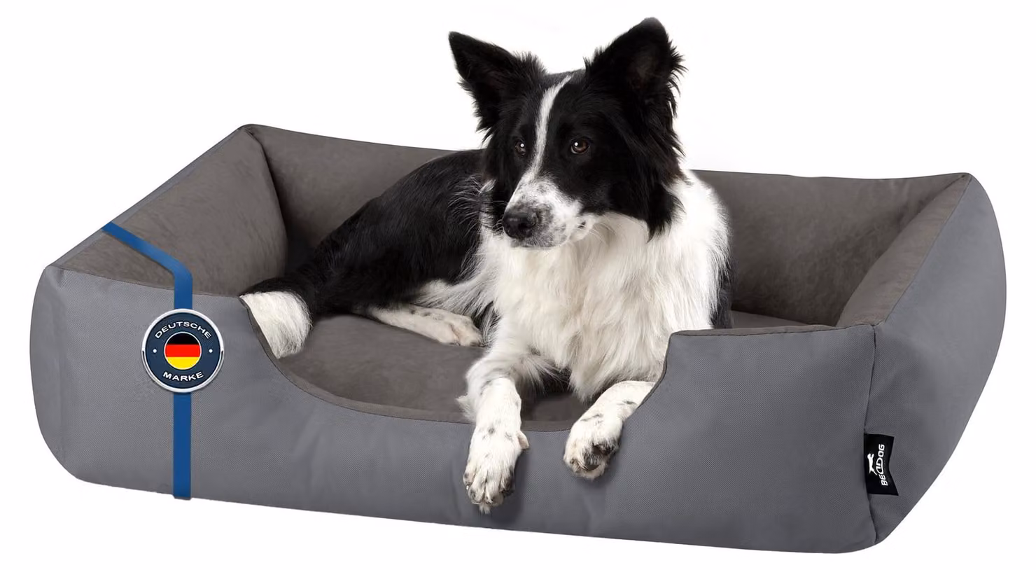 BedDog letto per cani ZARA cuscino per cani con rivestimento lavabile cestino per cani divano per cani, STEEL-GREY (grigio),(XL) circa 100x85x23cm