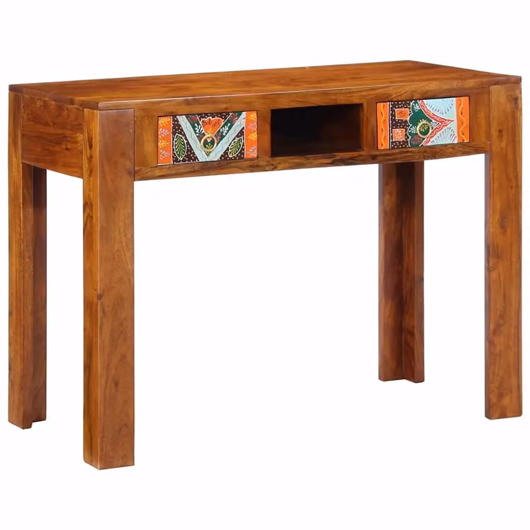 Scrivania con cassettiera vidaXL in legno di acacia marrone L: 100 cm, P: 50 cm, H: 75 cm