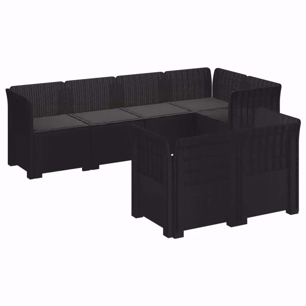 Set da giardino a L con divano da 7 posti vidaXL in polyrattan antracite e nero con cuscini inclusi – 2