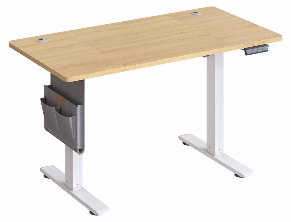 Scrivania regolabile in altezza con funzione di memoria | Impiallacciatura di noce dorata | 120x60x72-120 cm