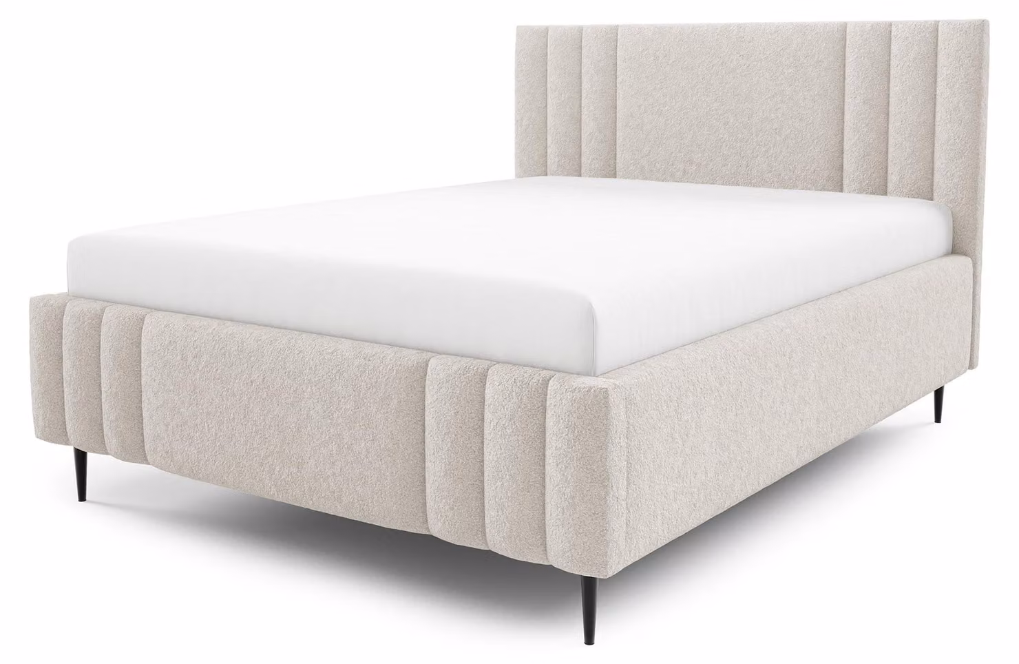 Letto imbottito con contenitore e gonna a pavimento, dimensioni 180 x 200 cm