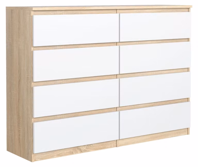 Comodino pratico da 120 cm con 6 cassetti e ampio spazio di archiviazione