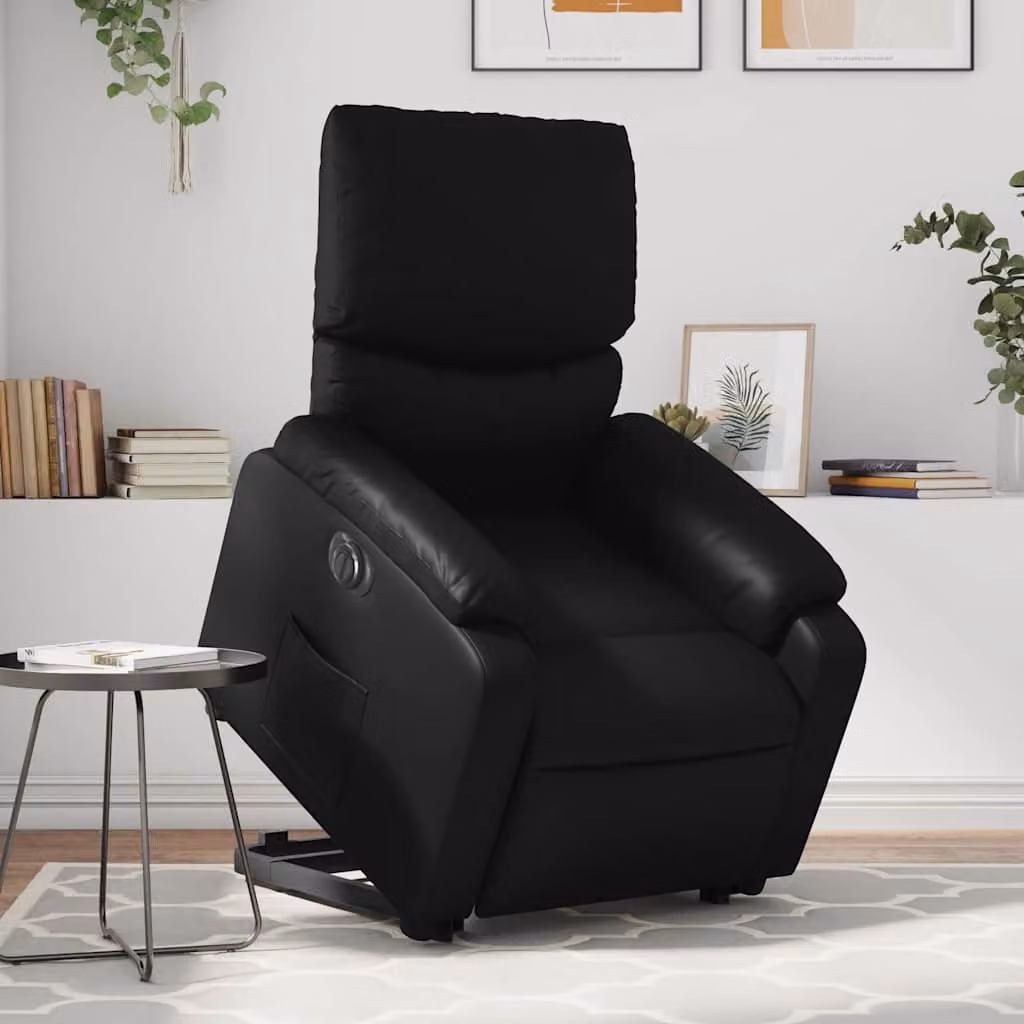 vidaXL Poltrona Alzapersona Reclinabile Elettrica Nera in Similpelle con Braccioli – 1