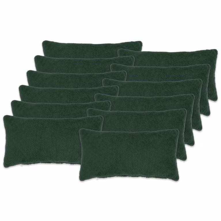 Set di 12 federe vidaXL HEERLEN in tessuto bouclé verde scuro, L 80 x P 40 x H 40 cm