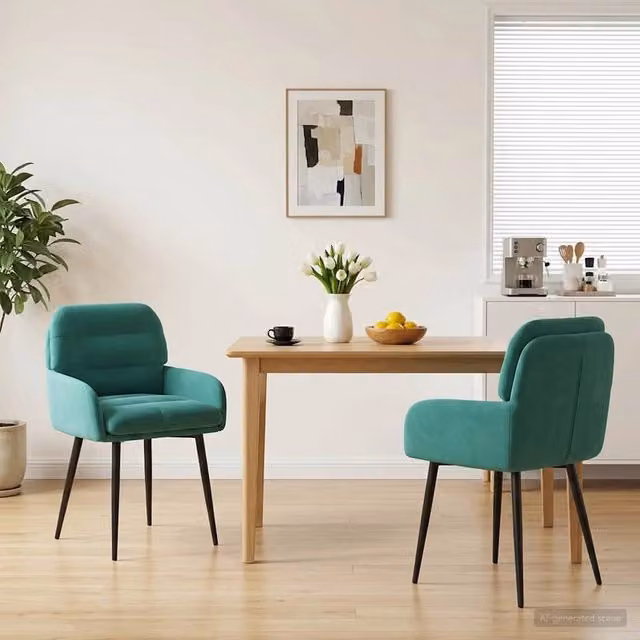 Set di 2 sedie da pranzo moderne vidaXL in velluto turchese, L: 59 cm, P: 59,5 cm, H: 90 cm – 1