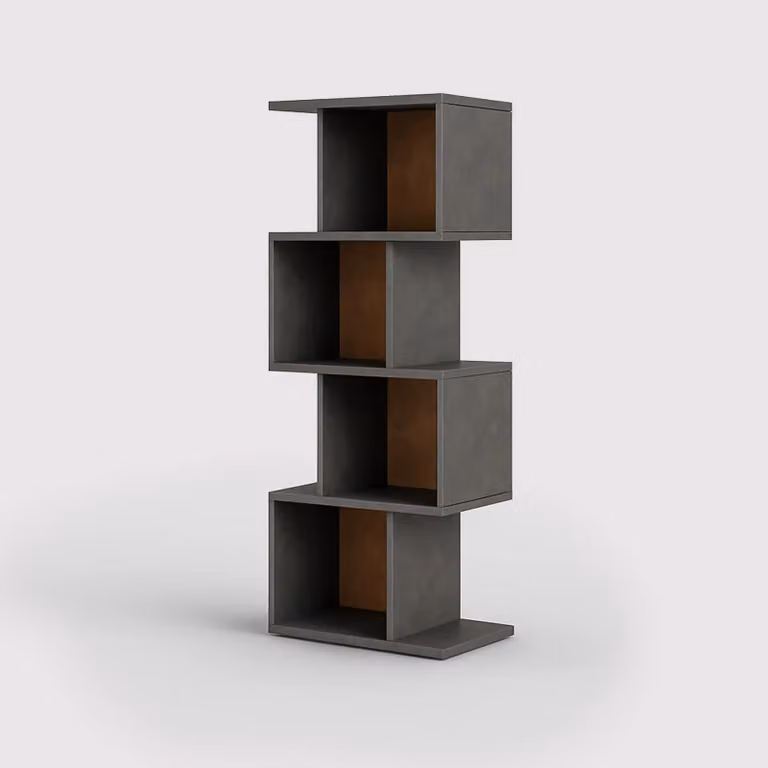 Halleria - Libreria pensile grigio effetto cemento con 4 vani