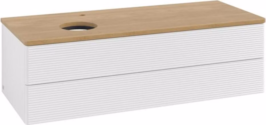 Mobiletto V&B con struttura frontale, con illuminazione Antao 120x36x50cm, HL, WBP hon. Oa, g wh. Lac
