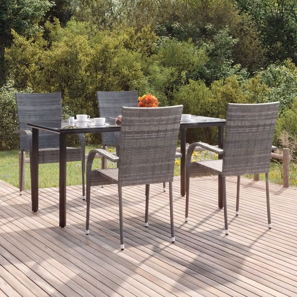 Maison Exclusive - Set da Pranzo da Giardino 5 pz Grigio in Polyrattan