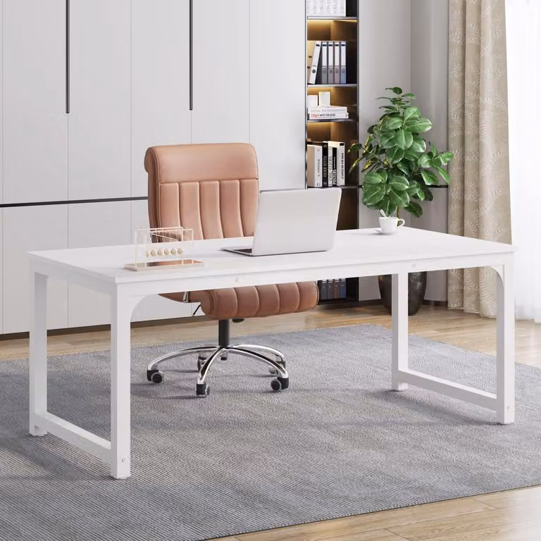 Scrivania, tavolo per computer, scrivania da ufficio, tavolo da lavoro, dimensioni 160 x 80 x 75 cm, colore bianco