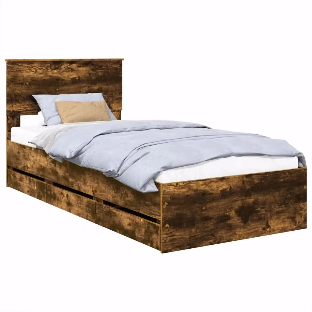 Struttura del letto con cassetto vidaXL in rovere fumé, L 100 x P 200 cm – 2