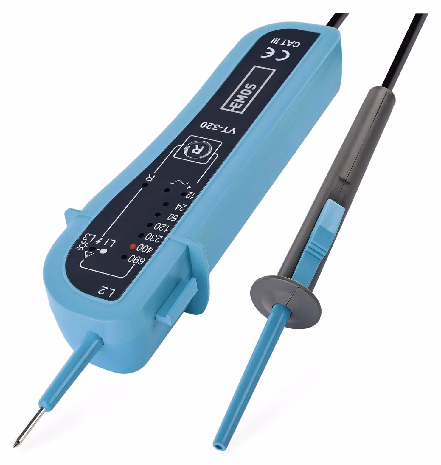 Tester di tensione e fasi CAT III 690 V, AC, DC, digitale, 12 V, 690 V, indicazione di polarità, controllo della continuità, grado di protezione IP54, modello M0012AN