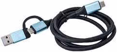 Cavo USB C 2in1 I Tec Black e Turquoise, Lunghezza: 1 m, C31USBCACBL
