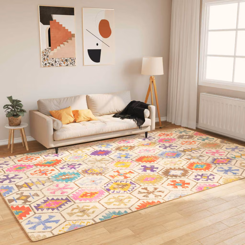 Tappeto lavabile vidaXL multicolore in poliestere con design moderno ed etnico L: 300 cm, P: 190 cm