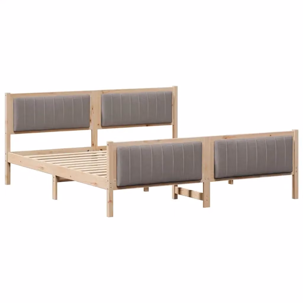 Struttura del letto moderna vidaXL con testiera imbottita in tessuto e legno di pino, colore marrone, L/P/H: 180 x 200 cm – 2