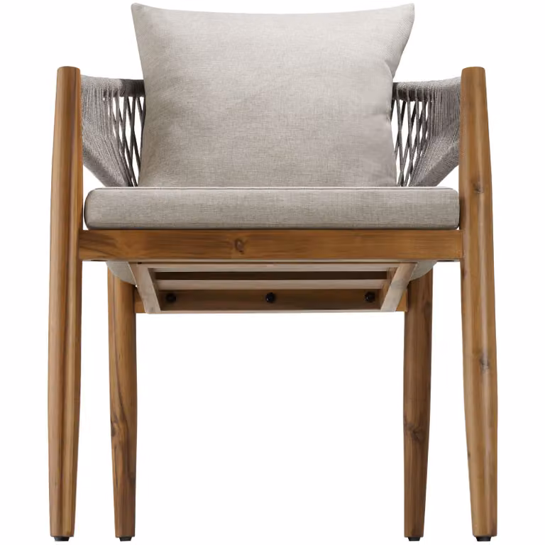 Set di 6 sedie da giardino moderne tectake in legno di acacia laccato con cuscini beige e braccioli