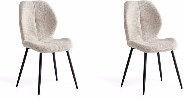Set di 2 sedie da pranzo Hispanohogar in ferro e tessuto bouclé bianco H 87 x L 50 x P 57 cm – 1