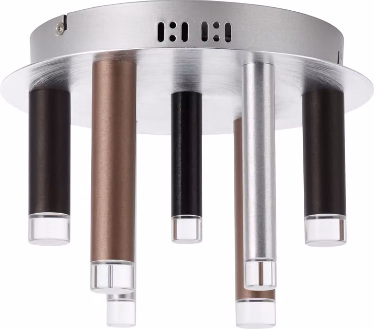 BRILLANTE Plafoniera Cembalo LED 7flg marrone/caffè | 7x 4W LED integrati, 365lm, 3000K | Dimmerabile in 3 livelli tramite interruttore a parete | Risparmio energetico e lunga durata grazie all'inserto LED