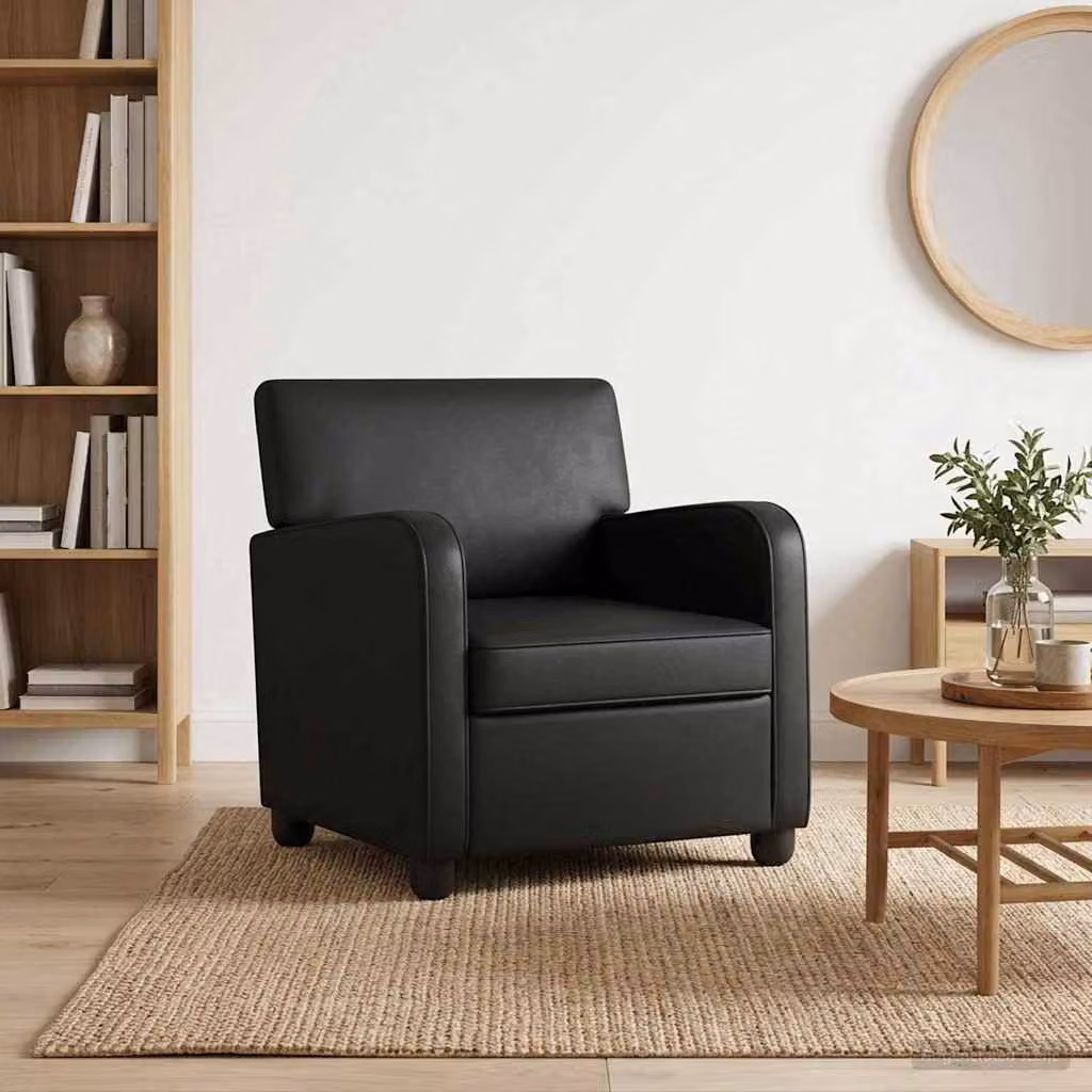 Poltrona moderna vidaXL in similpelle nera lucida con braccioli