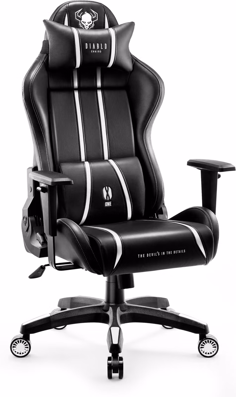 Diablo X-One 2.0 Gaming Chair Sedia da ufficio Braccioli regolabili Design ergonomico Cuscino collo/lombare King Size Nero e Bianco