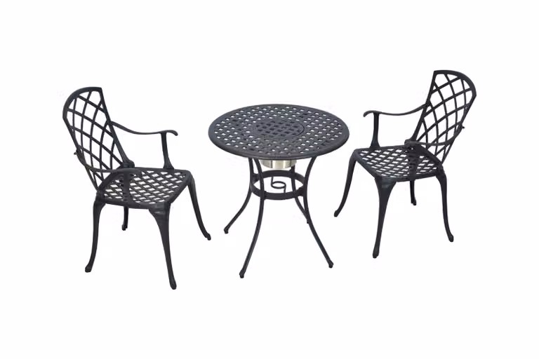 Set di mobili da giardino Merxx Rhodos 3 pezzi, 2 poltrone, 1 tavolo Ø 70 cm - alluminio pressofuso