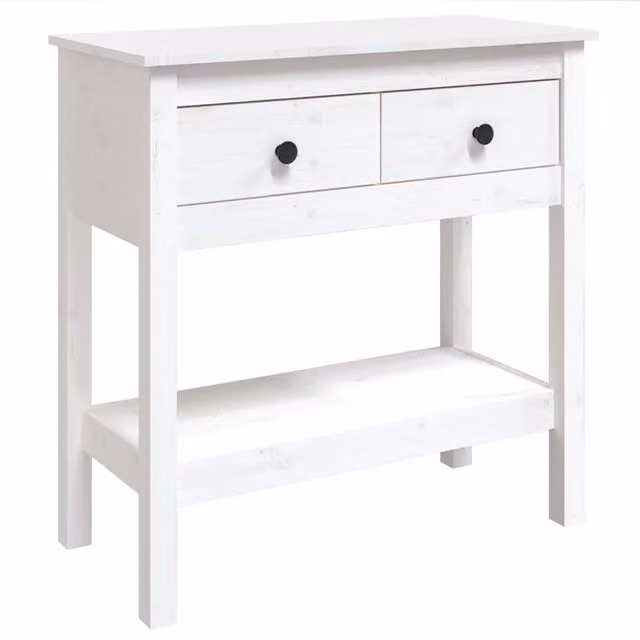 Tavolo Consolle Rettangolare Bianco in Legno di Pino L 75 cm x P 35 cm x H 75 cm – 1