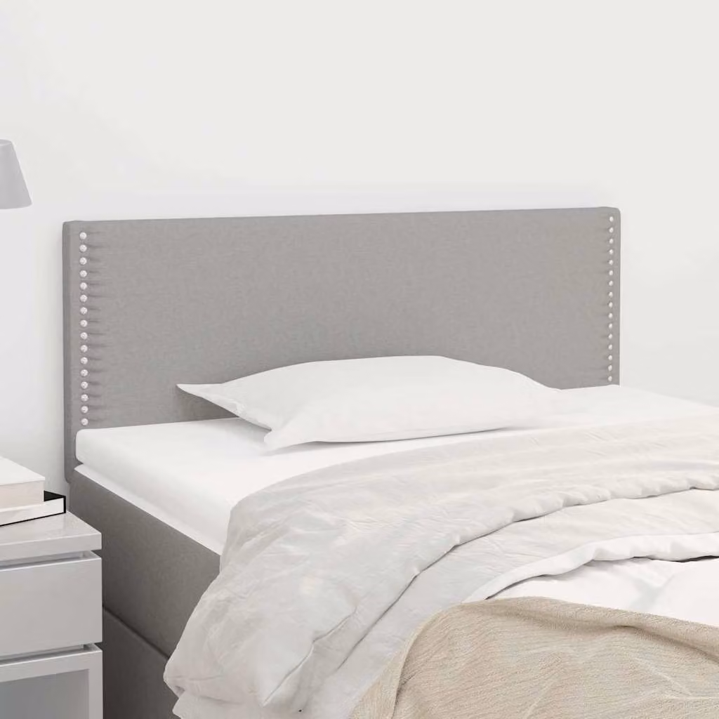 Testiera per letto vidaXL in tessuto grigio chiaro con struttura in legno L: 90 cm, P: 5 cm, H: 78-88 cm