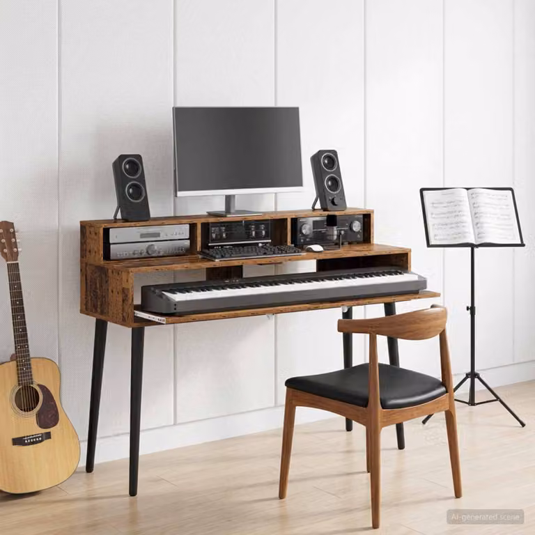Scrivania da studio e computer vidaXL in legno color marrone, L: 152 cm, P: 42,5 cm, H: 36 cm