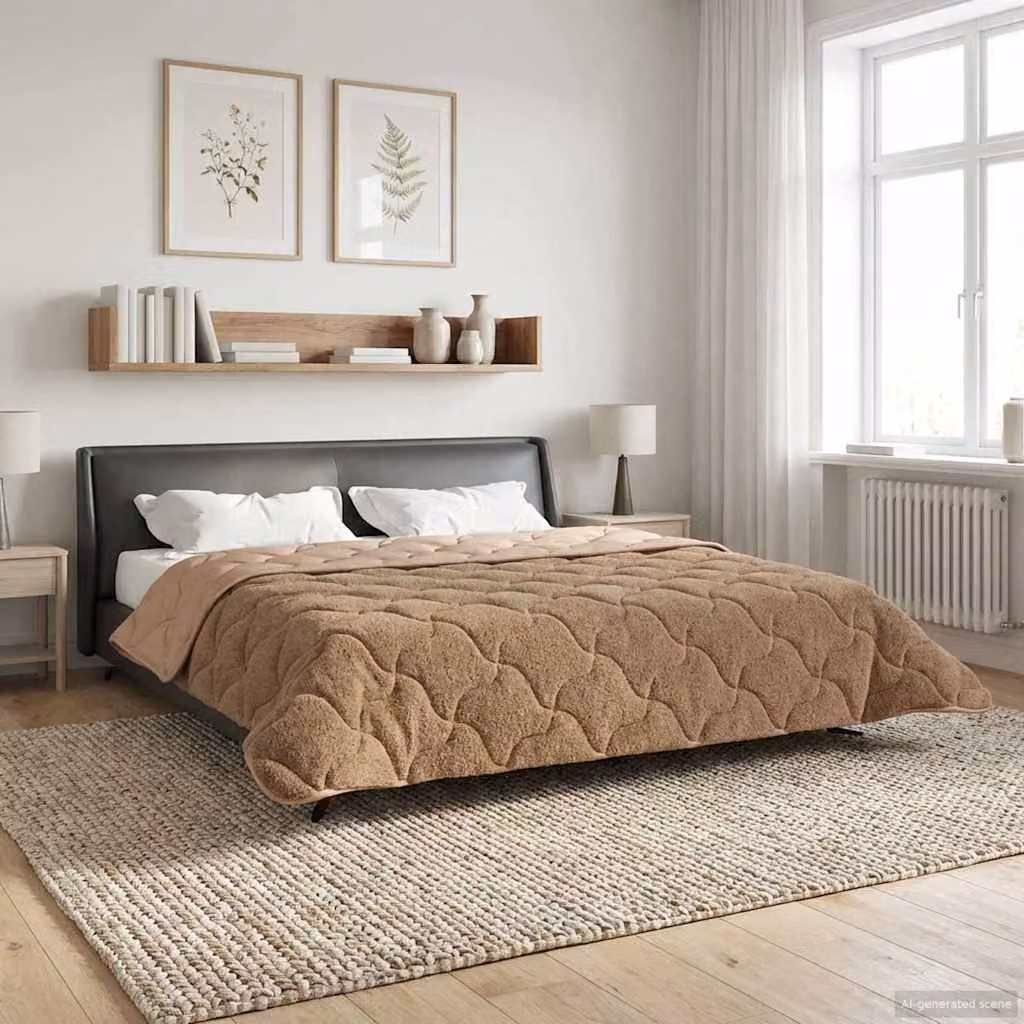 Piumone invernale reversibile in microfibra vidaXL, traspirante e certificato Oeko-Tex Standard 100, L: 220 cm x P: 240 cm, beige e grigio